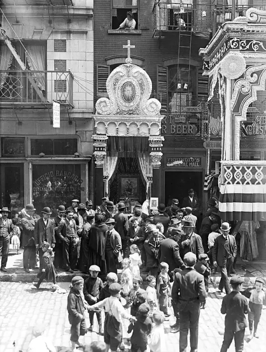 Framed Print : Little Italy, Street altar to Our Lady of Help, Mott St. New York, 1908 Framed Print : Little Italy, Street altar to Our Lady of Help, Mott St. New York, 1908