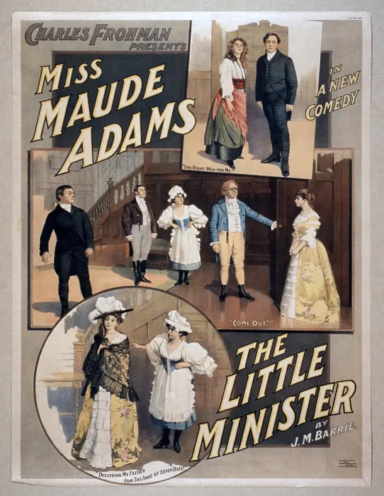 Framed Print : THE LITTLE MINISTER, J. M. Barrie's play about a Scottish aristocrat, played by Maude Adams, in the disguise of a gypsy becomes romantically involved with the local minister