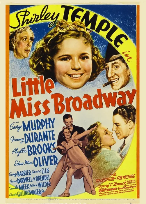 Framed Print : LITTLE MISS BROADWAY, top from left: Edna May Oliver, Shirley Temple, Jimmy Durante, bottom from left: Shirley Temple, George Murphy, Phyllis Brooks, George Murphy on window card