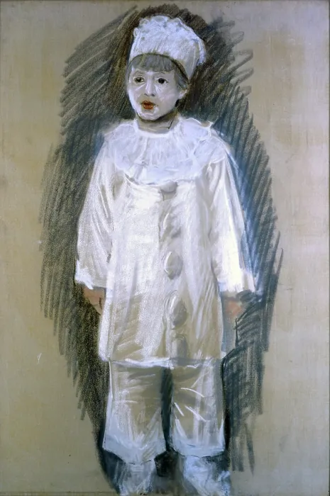 Framed Print : Little Pierrot (Piccolo Pierrot), by Giuseppe De Nittis, 1867, 19th Century, crayon on canvas, 100 x 76 cm - Italy, Puglia, Barletta, Giuseppe De Nittis Collection