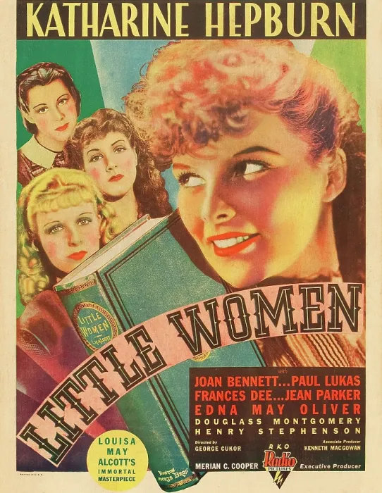 Framed Print : LITTLE WOMEN, from rear left: Frances Dee, Jean Parker, Joan Bennett, Katharine Hepburn on window card, 1933