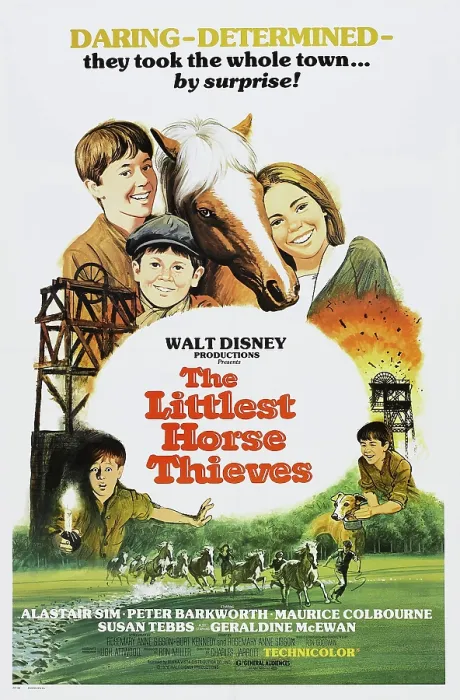 Framed Print : THE LITTLEST HORSE THIEVES, (aka ESCAPE FROM THE DARK), US poster, top from left: Maurice Colbourne, Benjie Bolgar, Chloe Franks, 1976
