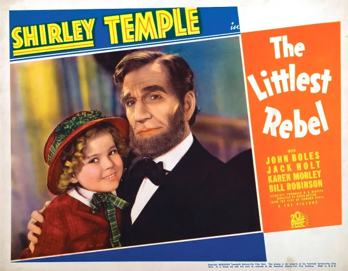 Framed Print : THE LITTLEST REBEL, lobbycard, from left: Shirley Temple, Frank McGlynn Sr. as Abraham Lincoln, 1935. TM and Copyright 20th Century Fox Film Corp