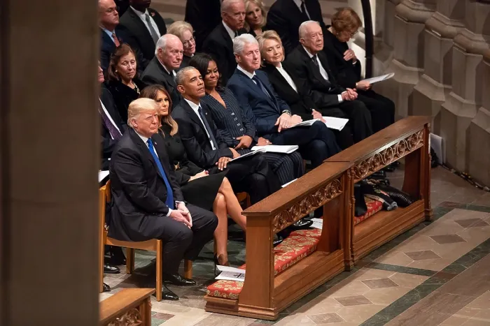 Framed Print : Four living US Presidents seated in the same pew at the funeral service for former President George H.W. Bush. Former President George W Framed Print : Four living US Presidents seated in the same pew at the funeral service for former President George H.W. Bush. Former President George W