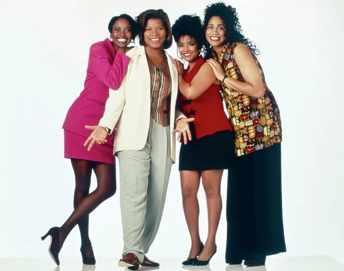 Framed Print : LIVING SINGLE, (aka MY GIRLS), from left: Erika Alexander, Queen Latifah, Kim Fields, Kim Coles, 1993-1998