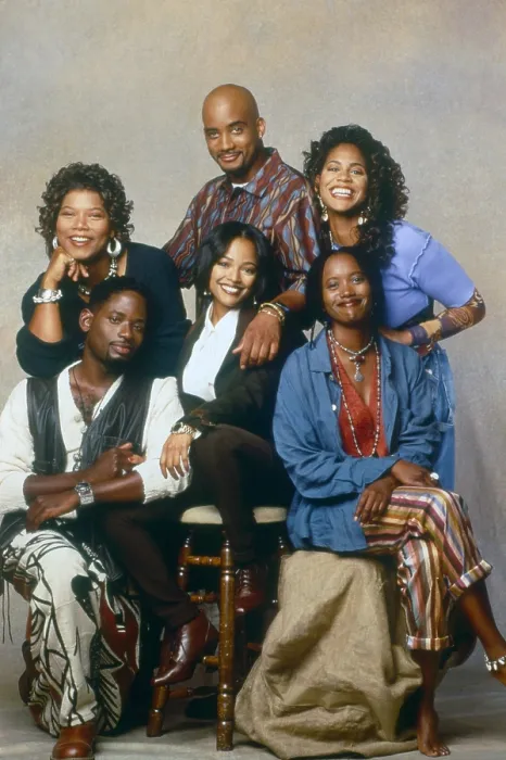 Framed Print : LIVING SINGLE, (back, l to r):Queen Latifah, John Henton, Kim Coles, (front): T.C. Carson, Kim Fields, Erika Alexander, 1993-98 Framed Print : LIVING SINGLE, (back, l to r):Queen Latifah, John Henton, Kim Coles, (front): T.C. Carson, Kim Fields, Erika Alexander, 1993-98