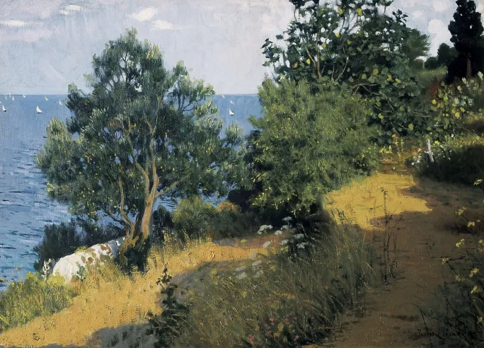 Framed Print : LLIMONA i BRUGUERA, Joan (1860-1926). Vilassar Coast. Modernism. Oil on canvas. SPAIN. Monistrol de Montserrat. Museum of Montserrat. AISA / Everett Collection**US SALES ONLY**