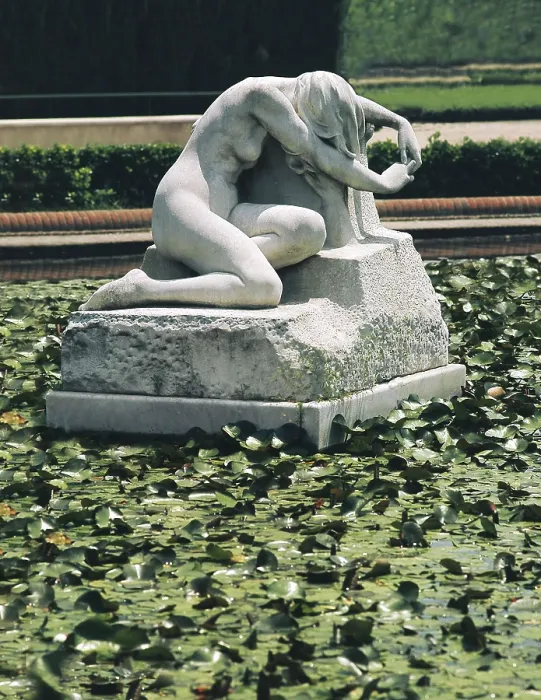 Framed Print : LLIMONA i BRUGUERA, Josep (1864-1934). El Desconsol (Grief). 1903-1907. SPAIN. Barcelona. Ciutadella Park. Replica of the sculpture from 1917. Modernism. Sculpture on marble