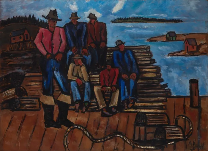 Framed Print : LOBSTER FISHERMEN, by Marsden Hartley, 1940-41, American painting, oil on hardboard Framed Print : LOBSTER FISHERMEN, by Marsden Hartley, 1940-41, American painting, oil on hardboard