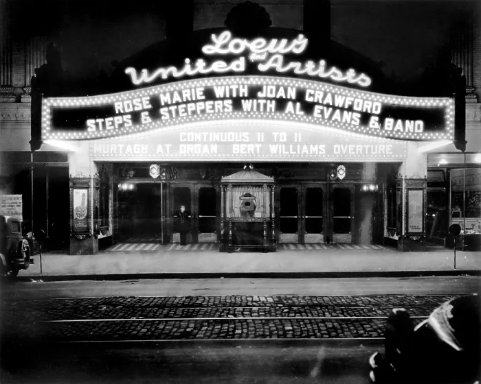 Framed Print : Loew's and United Artists Ohio Theatre, exterior showing ROSE-MARIE, with Joan Crawford, and STEPS 7 STEPPERS, with Al Evans & Band, Continuous 11 to 11, Murtagh at Organ Framed Print : Loew's and United Artists Ohio Theatre, exterior showing ROSE-MARIE, with Joan Crawford, and STEPS 7 STEPPERS, with Al Evans & Band, Continuous 11 to 11, Murtagh at Organ