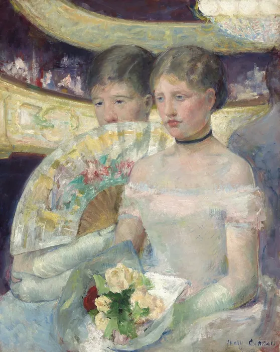 Framed Print : The Loge, by Mary Cassatt, 1882, American painting, oil on canvas. This is a ambitious double portrait with an ambiguous space
