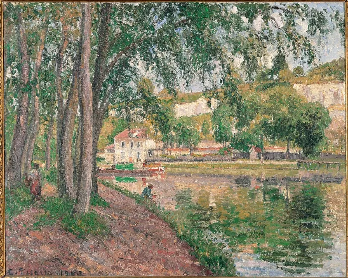 Framed Print : The Loings Canal, by Camille Pissarro, 1902, 20th Century, canvas, cm 65 x 81, 5 - France, Ile de France, Paris, Muse dOrsay. Detail