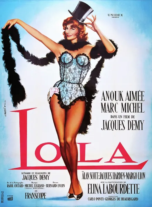 Framed Print : LOLA, French poster art, Anouk Aimee, 1961
