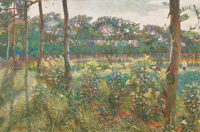 Framed Print : Lombard Countryside (Campagna lombarda), by Umberto Boccioni, 1908, 20th Century, oil on canvas, 93 x 140 cm - Switzerland, Lugano, Civic Museum of Fine Arts. Whole artwork view