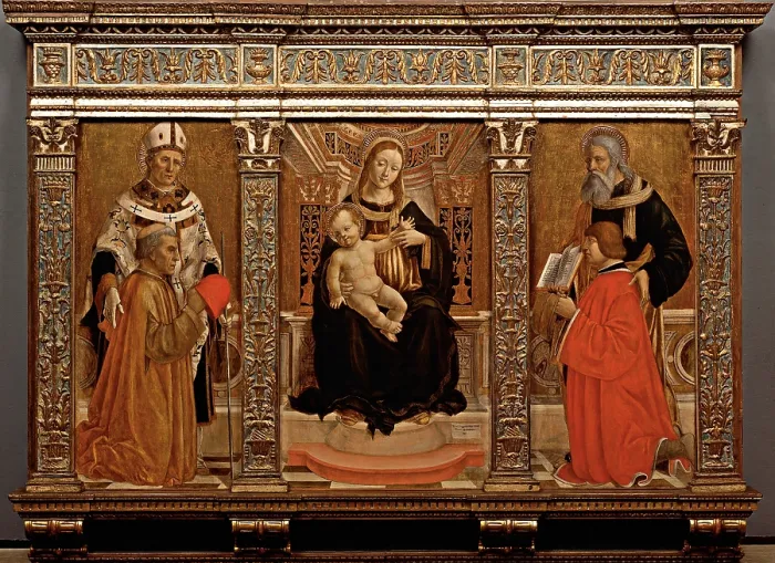 Framed Print : Lombardi Marco, Giovanni Antonio da Cant, Assiano Triptych, 15th Century, wood carved, painted and gilded, Italy, Piemonte, Turin