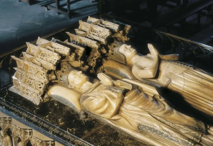 Framed Print : LOME, Jehan (1505-1566). Sepulchre of Carlos III and Doa Leonor. 1413-1419. SPAIN. Pamplona. Cathedral of St. Mary. Made in alabaster. Gothic art. Relief