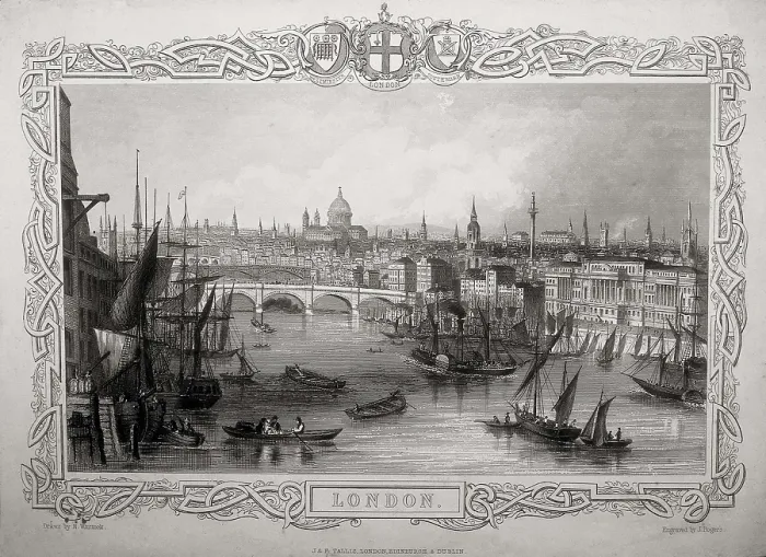 Framed Print : Londes. Thames in 19th c. Engraving. SPAIN. Barcelona. Biblioteca de Catalunya (National Library of Catalonia). AISA / Everett Collection**US SALES ONLY**
