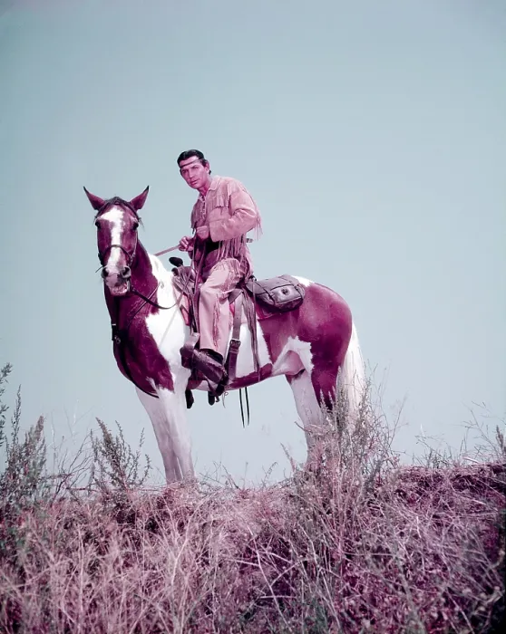Framed Print : THE LONE RANGER, Jay Silverheels, riding Scout, (ca. Season 5, 1956), 1949-57