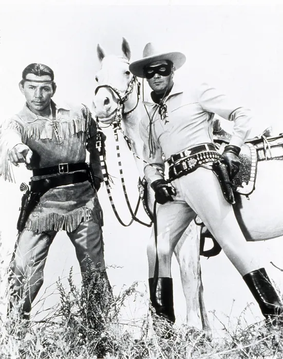 Framed Print : THE LONE RANGER, from left: Jay Silverheels, Clayton Moore, (1949-1957)