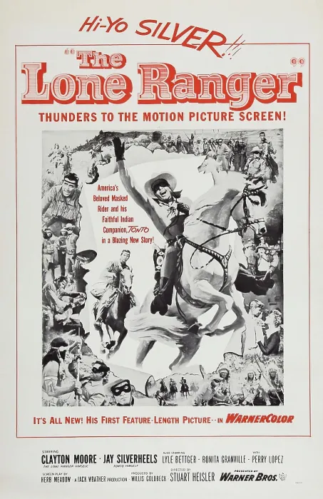 Framed Print : THE LONE RANGER, US poster art, from center left: Jay Silverheels, Clayton Moore, 1956