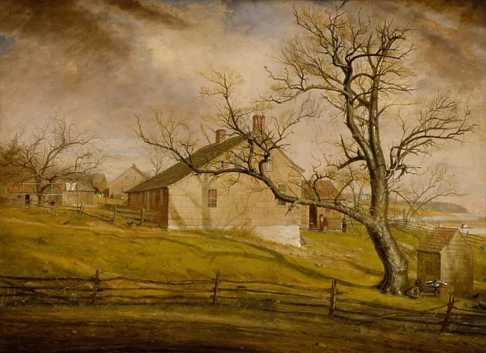 Framed Print : LONG ISLAND FARMHOUSES, by William Sidney Mount, 1862-63, American painting, oil on canvas