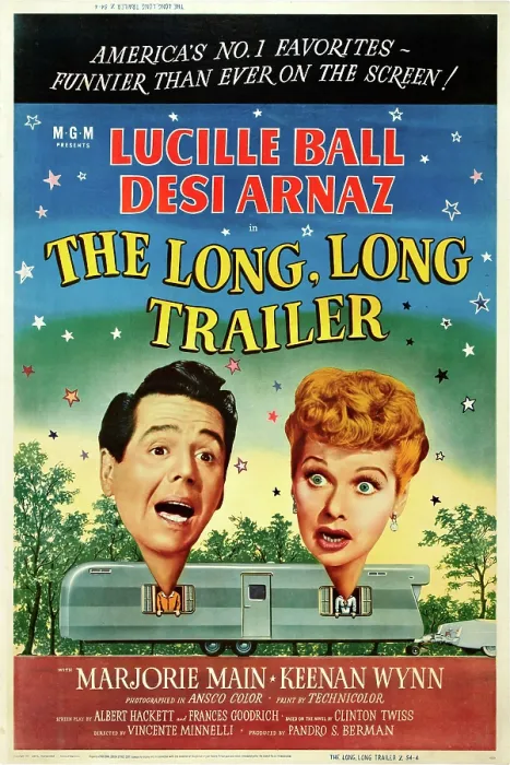 Framed Print : THE LONG LONG TRAILER, l-r: Desi Arnaz, Lucille Ball on poster art, 1954 Framed Print : THE LONG LONG TRAILER, l-r: Desi Arnaz, Lucille Ball on poster art, 1954
