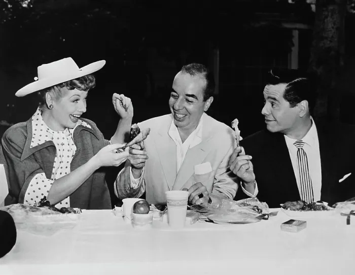 Framed Print : THE LONG, LONG TRAILER, from left: Lucille Ball, director Vincente Minnelli, Desi Arnaz on set, 1954 Framed Print : THE LONG, LONG TRAILER, from left: Lucille Ball, director Vincente Minnelli, Desi Arnaz on set, 1954