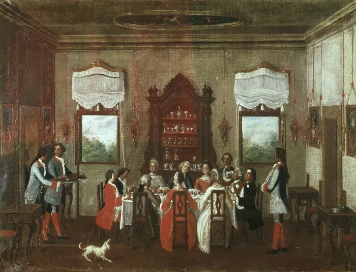 Framed Print : Longhi, Pietro, school of (second half 18th century). The Luncheon. 2nd half 18th c. Oil on canvas. ITALY. Venice