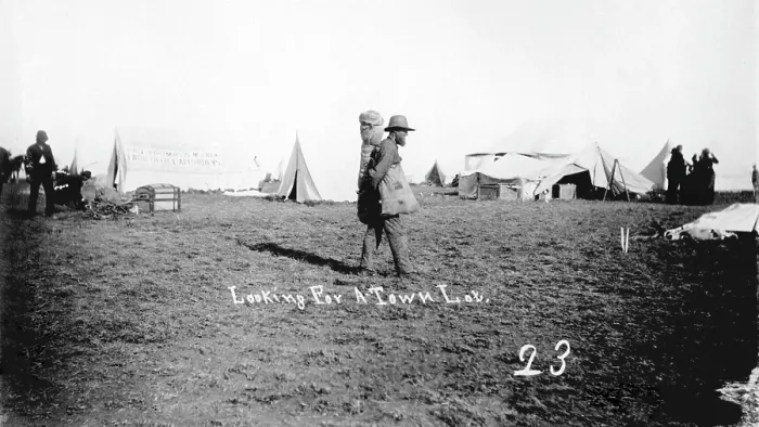 Framed Print : Looking for a town lot, Guthrie, Oklahoma, photograph, 1889 Framed Print : Looking for a town lot, Guthrie, Oklahoma, photograph, 1889
