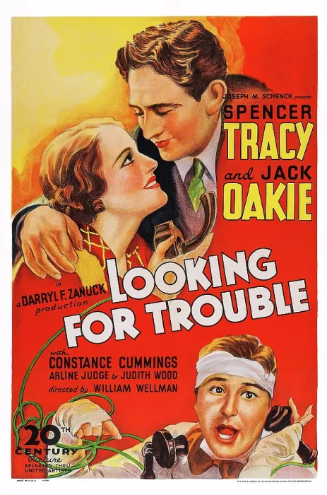 Framed Print : LOOKING FOR TROUBLE, US poster art, top from left: Constance Cummings, Spencer Tracy; bottom: Jack Oakie, 1934