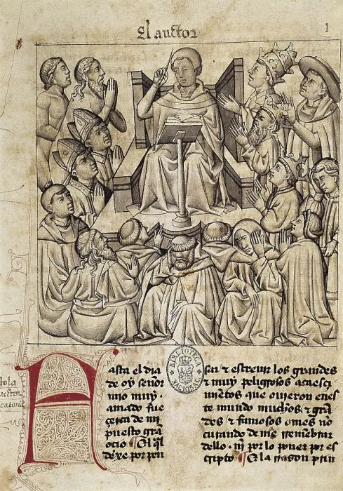 Framed Print : LOPEZ DE AYALA, Pero (1332-1407); BOCCACCIO, Giovanni (1313-1375). Illustration of the work 'Fall of Princes'. Translation by Pero Lopez de Ayala