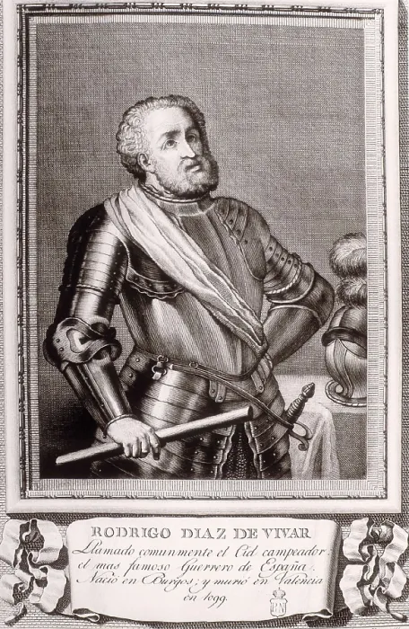 Framed Print : LOPEZ ENGUIDANOS, Jos (1760-1812). Portrait of Rodrigo Diaz de Vivar. 1791. Known as The Cid Campeador. Engraving. SPAIN. Madrid. National Library