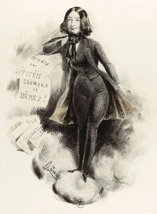 Framed Print : LORENTZ, Alade Joseph (1813- ca.1858). Caricature of George Sand. 1848. Caricature of George Sand for 'Miroir Drolatique'. Litography. FRANCE. Paris. National Library Framed Print : LORENTZ, Alade Joseph (1813- ca.1858). Caricature of George Sand. 1848. Caricature of George Sand for 'Miroir Drolatique'. Litography. FRANCE. Paris. National Library