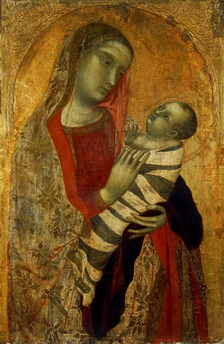 Framed Print : Lorenzetti Ambrogio, Madonna with Child, 1320, 14th Century, tempera on panel, Italy, Lombardy, Milan