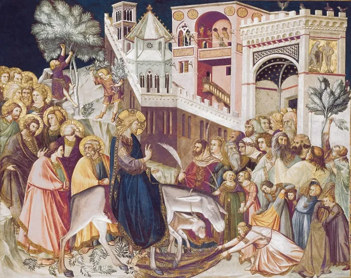 Framed Print : LORENZETTI, Pietro (1280-1348). Entry of Christ into Jerusalem. ca. 1320. ITALY. Assisi. Lower Basilica of San Francesco d'Assisi (St Francis). Located in the church transept