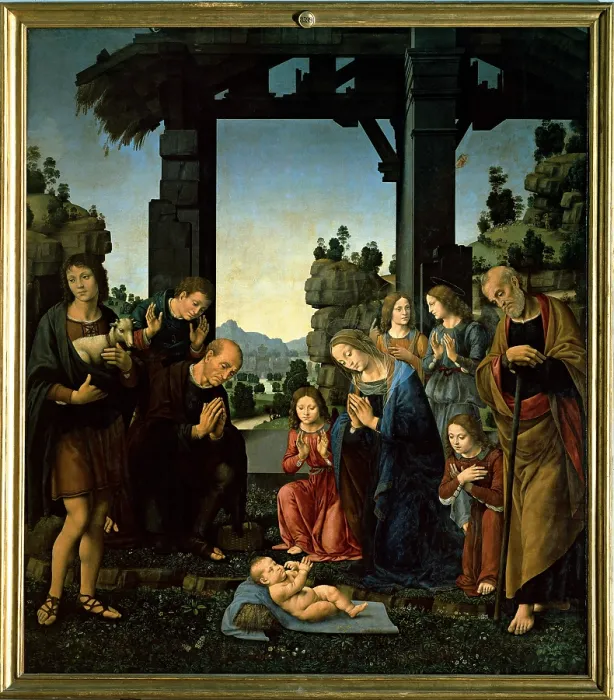 Framed Print : Lorenzo di Credi, The Adoration of Christ, 15th Century, panel, Italy, Tuscany, Florence, Uffizi Gallery, (598000) Everett CollectionMondadori Portfolio**US SALES ONLY**
