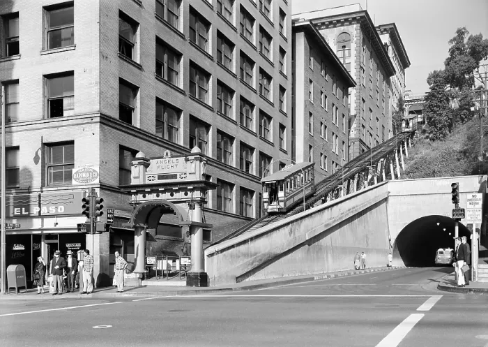 Framed Print : Los Angeles, Angels Flight, the last remaining cable railway in the City of Los Angeles