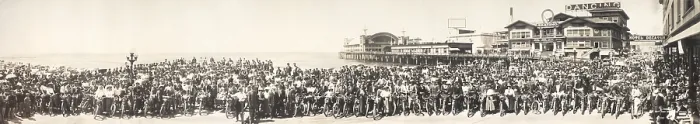Framed Print : Los Angeles Motorcycle Club at Venice Beach, panoramic photograph, California, 1911 Framed Print : Los Angeles Motorcycle Club at Venice Beach, panoramic photograph, California, 1911