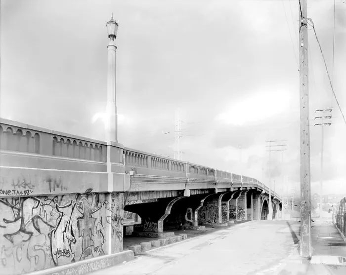 Framed Print : Los Angeles, North Spring Street Bridge, California, photograph 1980s