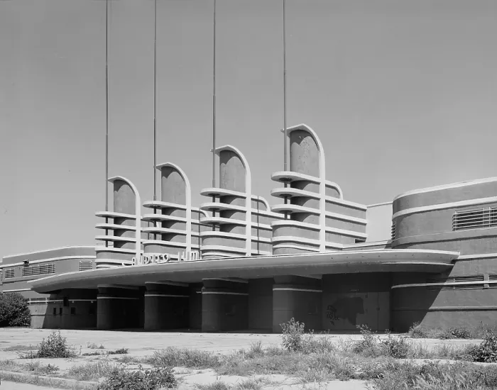 Framed Print : Los Angeles, Pan Pacific Auditorium, the structure achieves not just the styling of the great streamlined World's Fairs of the 1930's