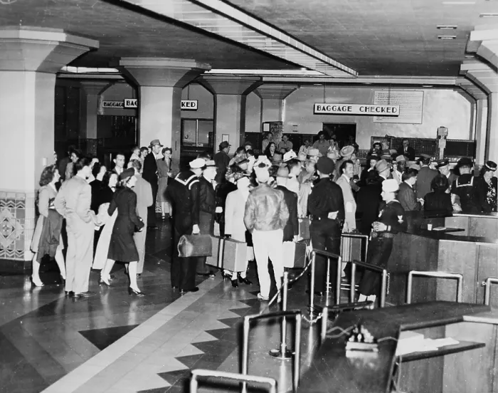 Framed Print : Los Angeles, Union Station interior, California, circa 1940s