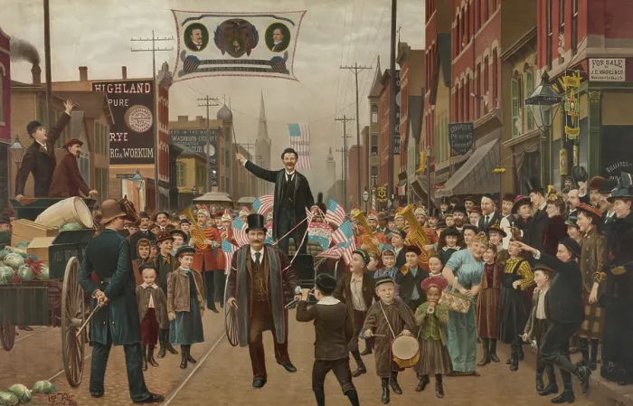 Framed Print : THE LOST BET, urban parade after Grover Cleveland's 1892 Presidential election Framed Print : THE LOST BET, urban parade after Grover Cleveland's 1892 Presidential election