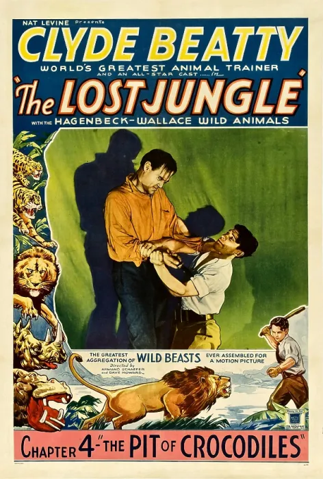 Framed Print : THE LOST JUNGLE, right: Clyde Beatty in Chapter 4: The Pit of Crocodiles, 1934