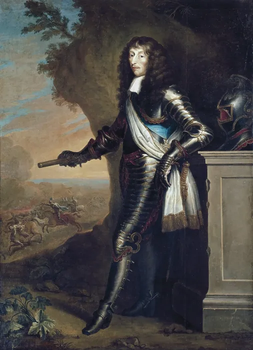 Framed Print : Louis de Bourbon, Prince of Conde, also called Grand Conde. 2nd half 18th c. Anonymous painting from the original work of Justus Van Egmont. Oil on canvas. FRANCE. Versailles