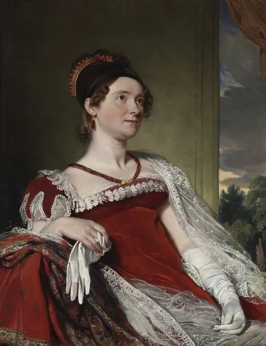 Framed Print : Louisa Catherine Johnson Adams, the British born wife of John Quincy Adams, in 1816 by Charles Robert Leslie