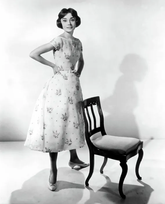 Framed Print : LOVE IN THE AFTERNOON, Audrey Hepburn, 1957, chair Framed Print : LOVE IN THE AFTERNOON, Audrey Hepburn, 1957, chair