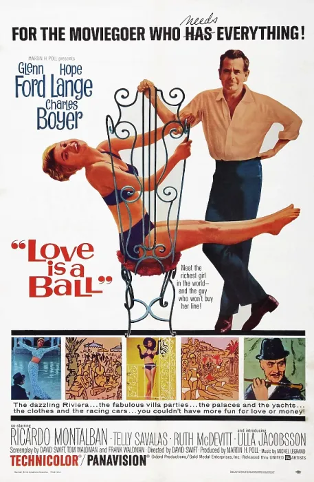 Framed Print : LOVE IS A BALL, US poster art, top from left: Hope Lange, Glenn Ford; bottom right inset: Charles Boyer, 1963