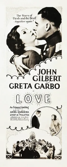 Framed Print : LOVE, l-r: Greta Garbo, John Gilbert on insert poster, 1927