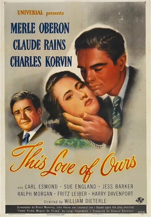 Framed Print : THIS LOVE OF OURS, US poster, from left: Claude Rains, Merle Oberon, Charles Korvin, 1945