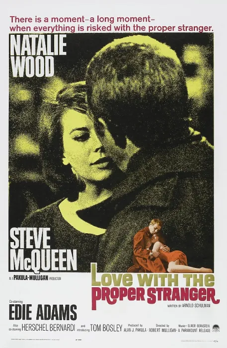 Framed Print : LOVE WITH THE PROPER STRANGER, US poster art, from left: Natalie Wood, Steve McQueen, 1963